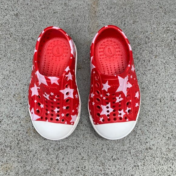 NATIVE Jefferson Stars Shoes Kids C5 5 Toddler Natives Shoe July 4th Red EUC - Picture 2 of 9